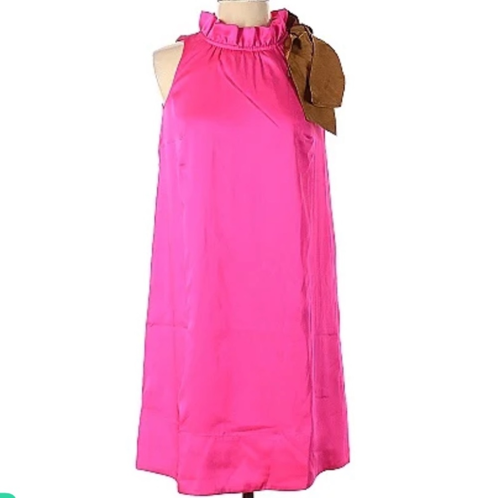 NWT J. Crew Bright Flamingo Swing Mono Dress Wbow Size XXS